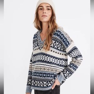 Madewell Forrest Fair Isle V Neck Sweater